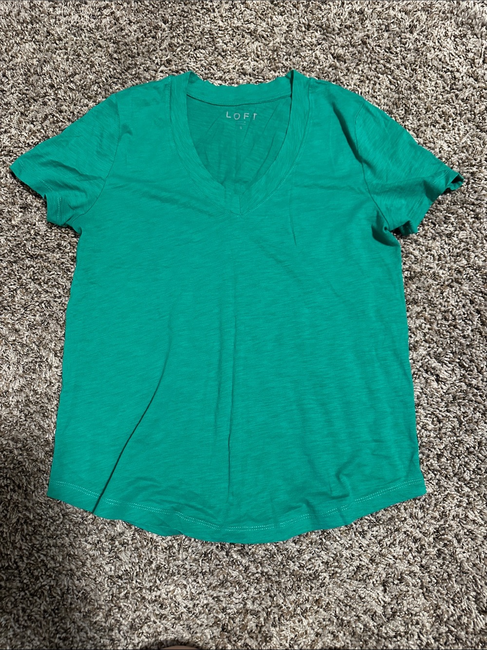 LOFT Teal Green V-Neck Short Sleeve Tee - Picture 4 of 4